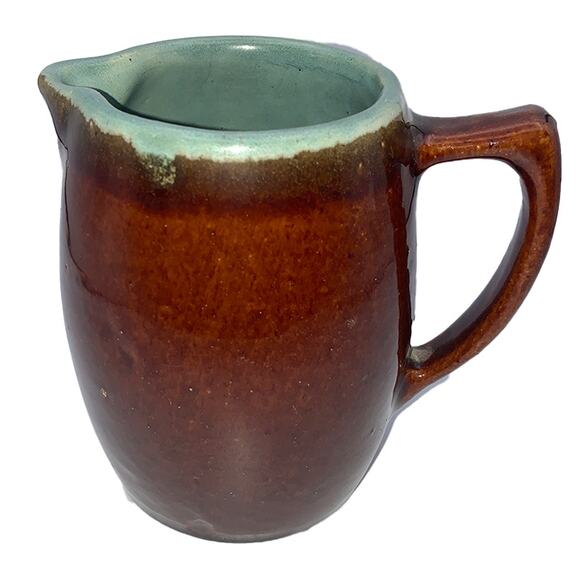 John B. Taylor COUNTRY FARE 5" Mug/Pitcher Glazed Brown and Green with Handle - Picture 2 of 5